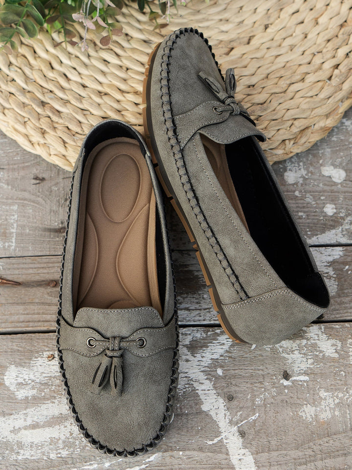Louise | Loafers Sko Dame med Kvast Ruskind Flade