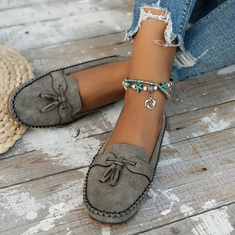 Louise | Loafers Sko Dame med Kvast Ruskind Flade