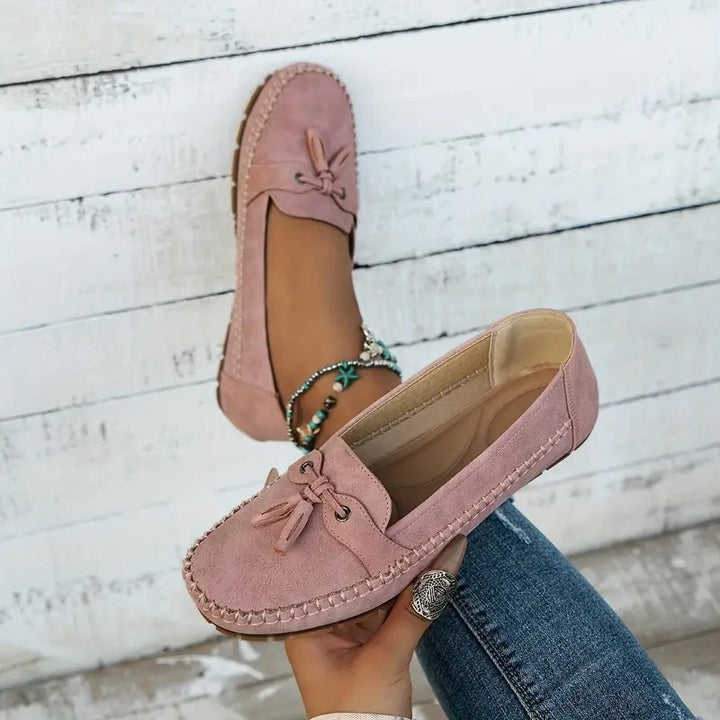 Louise | Loafers Sko Dame med Kvast Ruskind Flade