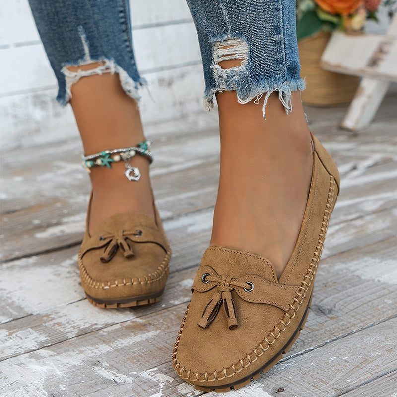 Louise | Loafers Sko Dame med Kvast Ruskind Flade