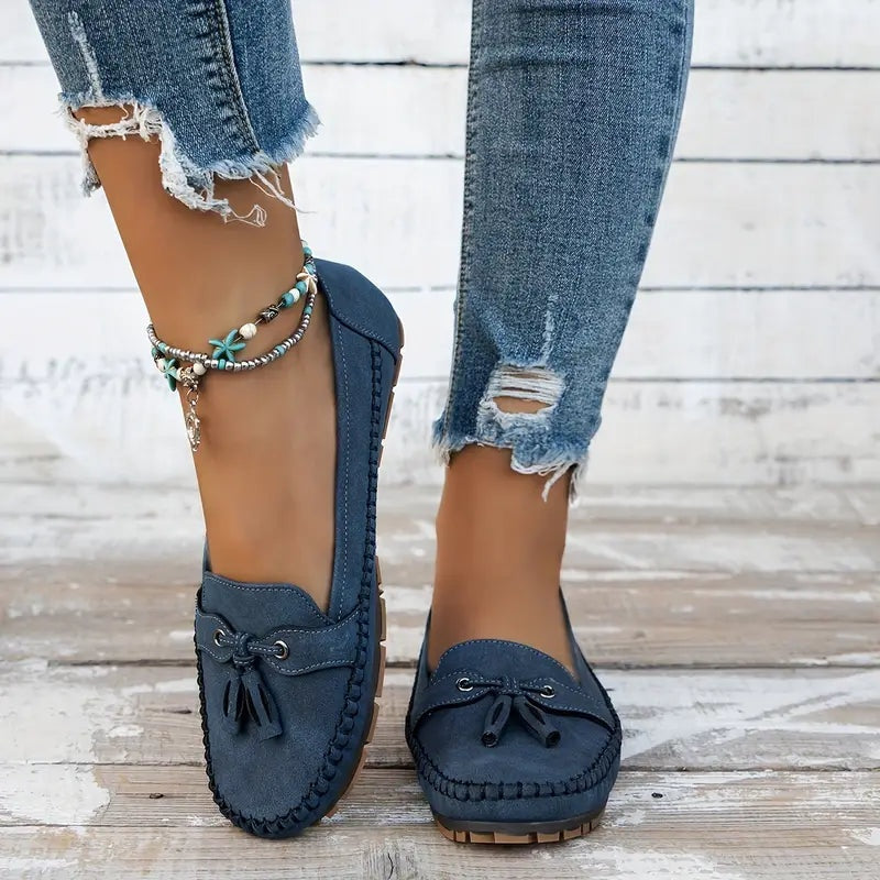 Louise | Loafers Sko Dame med Kvast Ruskind Flade