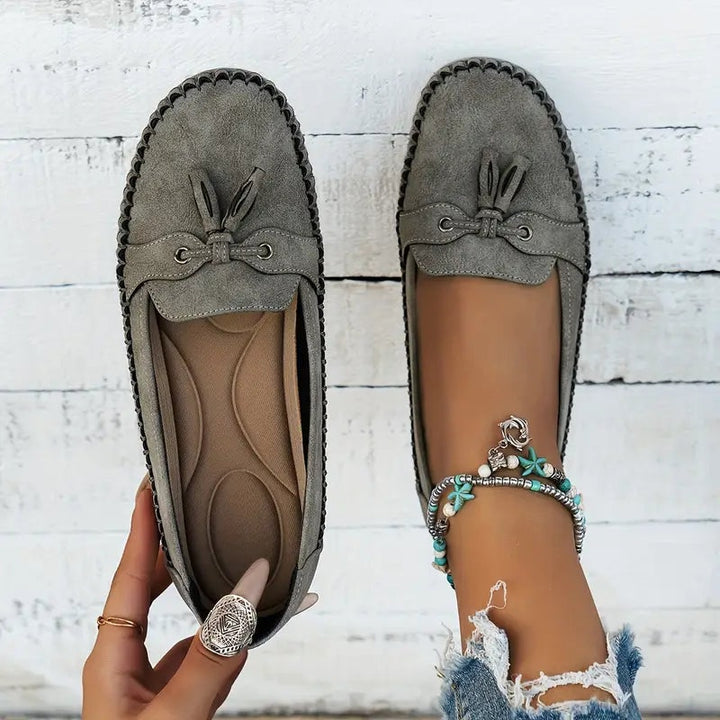 Louise | Loafers Sko Dame med Kvast Ruskind Flade
