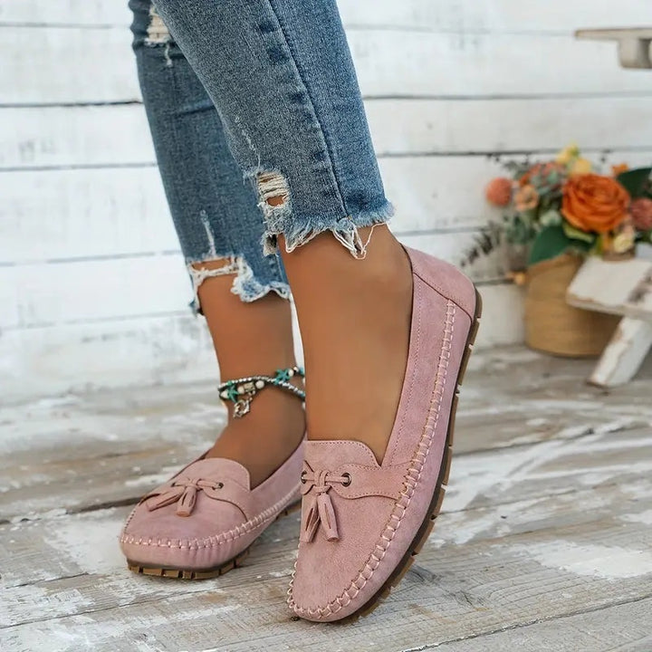 Louise | Loafers Sko Dame med Kvast Ruskind Flade