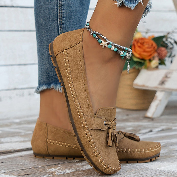 Louise | Loafers Sko Dame med Kvast Ruskind Flade