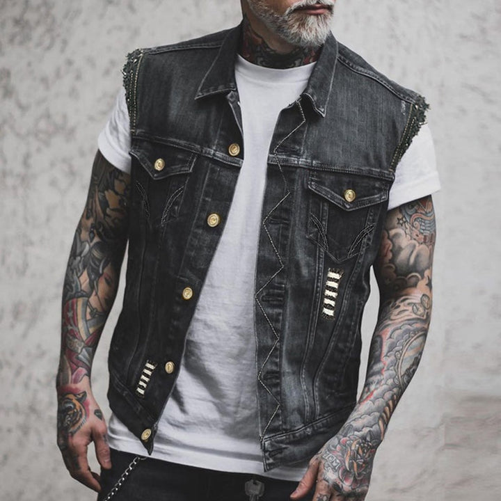 Ludwig | Denim Vest Herre Ærmeløs Streetwear