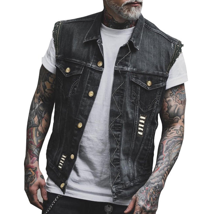Ludwig | Denim Vest Herre Ærmeløs Streetwear