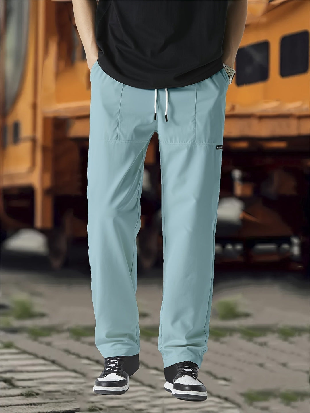 Mads | Joggingbukser med Lige Ben Herre Elastisk Talje