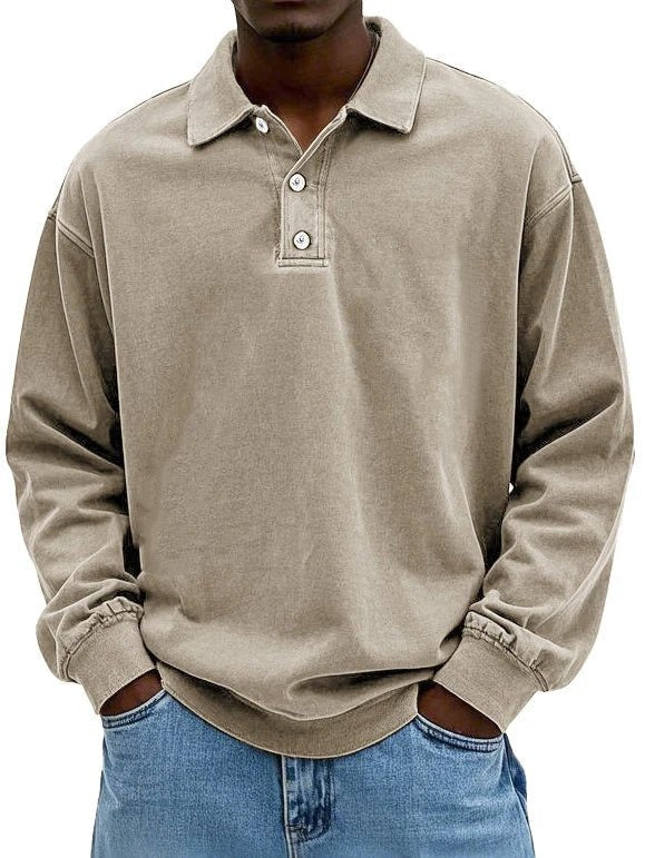 Mads | Sweatshirt med Polokrave Herre Langærmet French Terry
