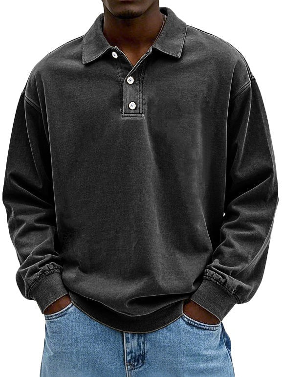 Mads | Sweatshirt med Polokrave Herre Langærmet French Terry