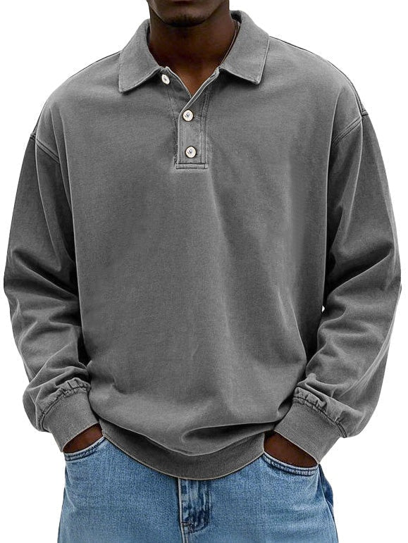 Mads | Sweatshirt med Polokrave Herre Langærmet French Terry