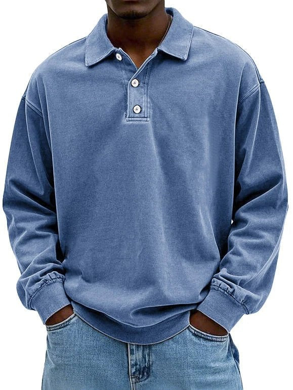 Mads | Sweatshirt med Polokrave Herre Langærmet French Terry