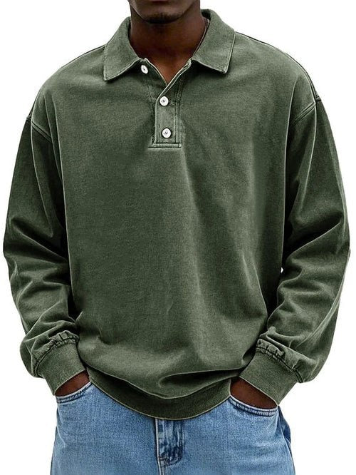 Mads | Sweatshirt med Polokrave Herre Langærmet French Terry