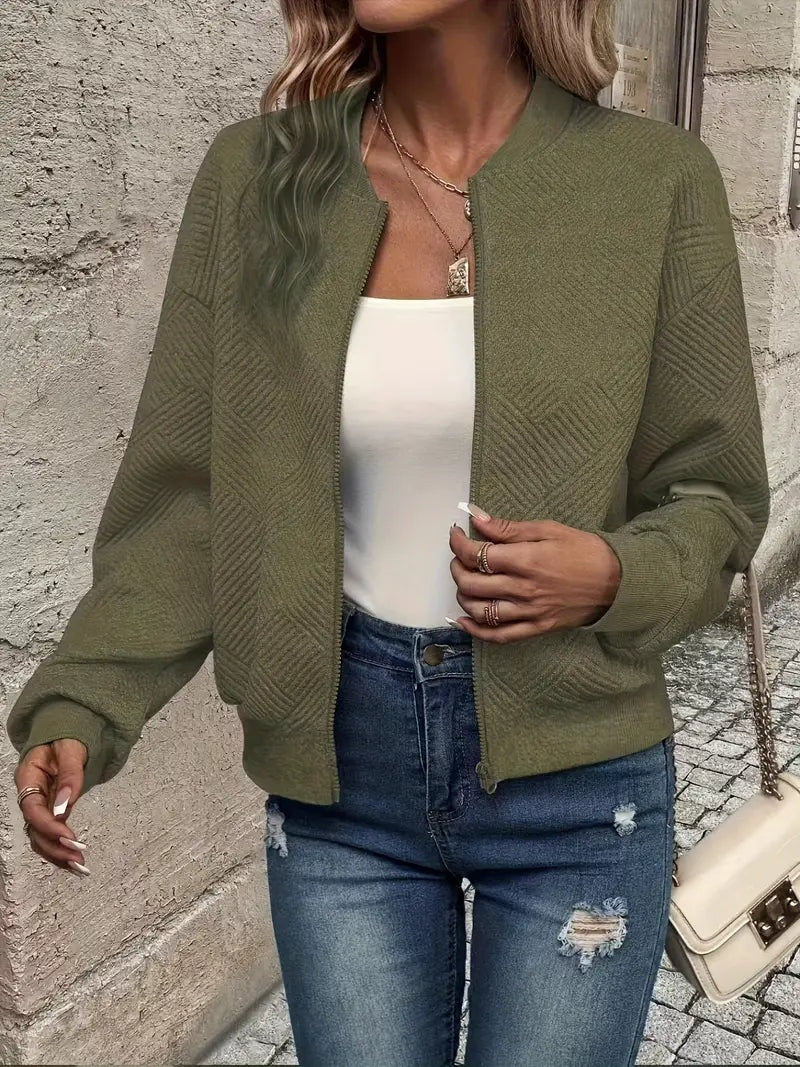 Maja | Bomber Jakke Dame Strik med Lynlås