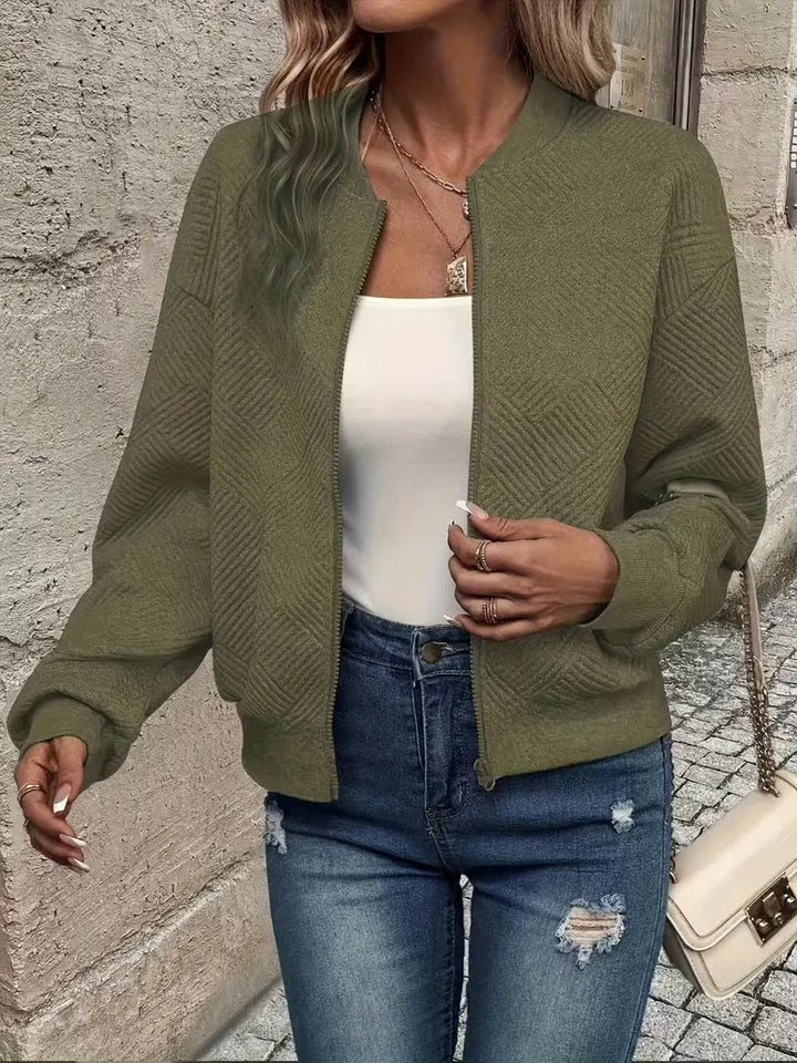 Maja | Bomber Jakke Dame Strik med Lynlås