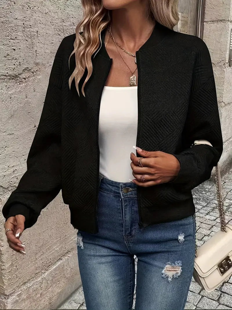 Maja | Bomber Jakke Dame Strik med Lynlås