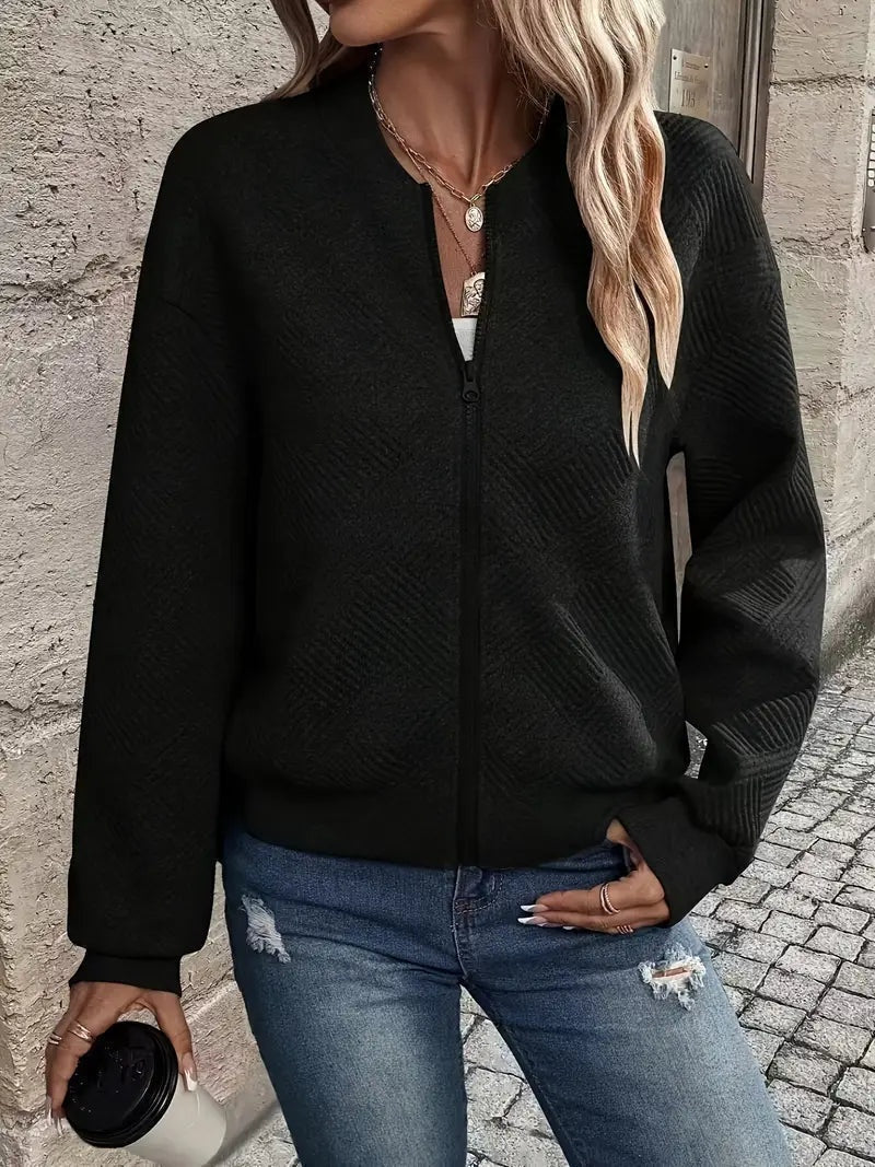 Maja | Bomber Jakke Dame Strik med Lynlås