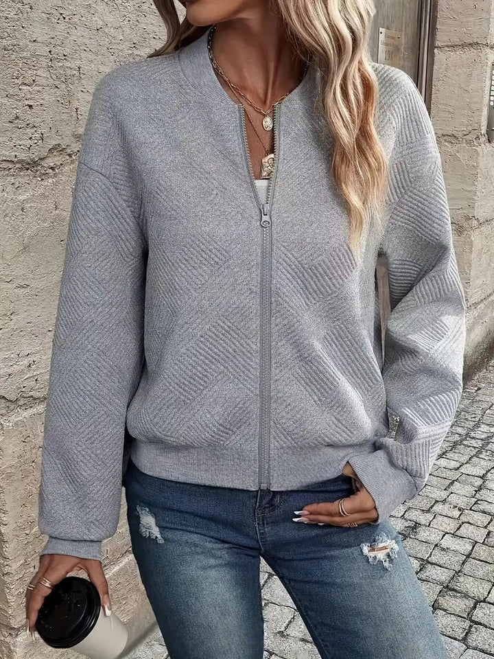 Maja | Bomber Jakke Dame Strik med Lynlås