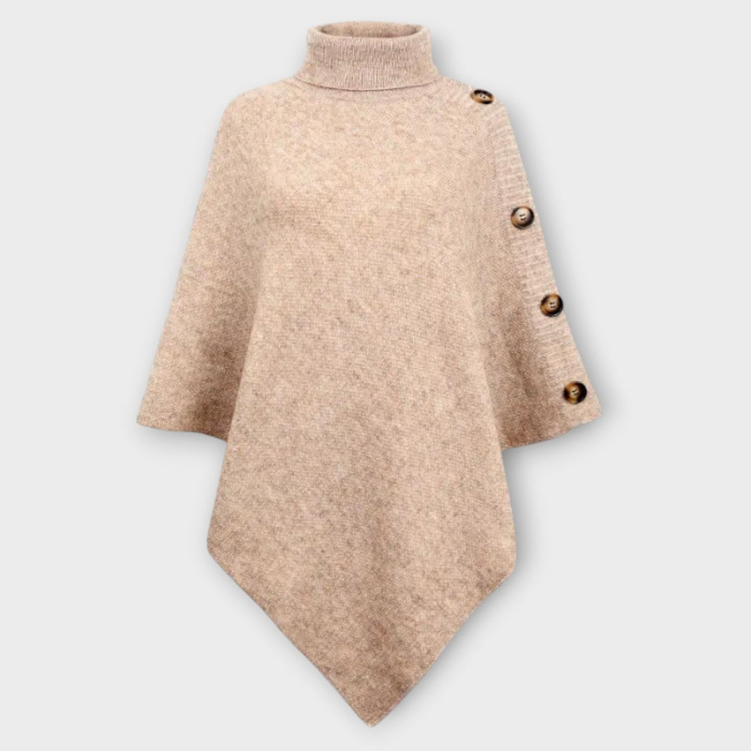 Maja | Poncho Strik Dame Rullekrave Asymmetrisk