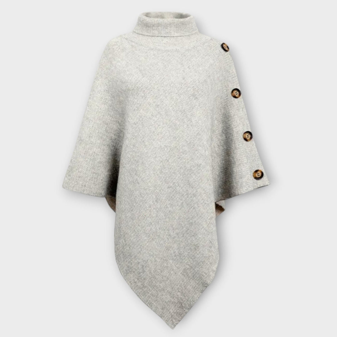 Maja | Poncho Strik Dame Rullekrave Asymmetrisk