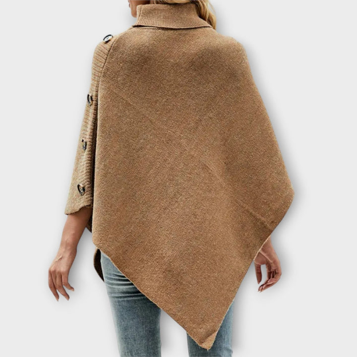 Maja | Poncho Strik Dame Rullekrave Asymmetrisk
