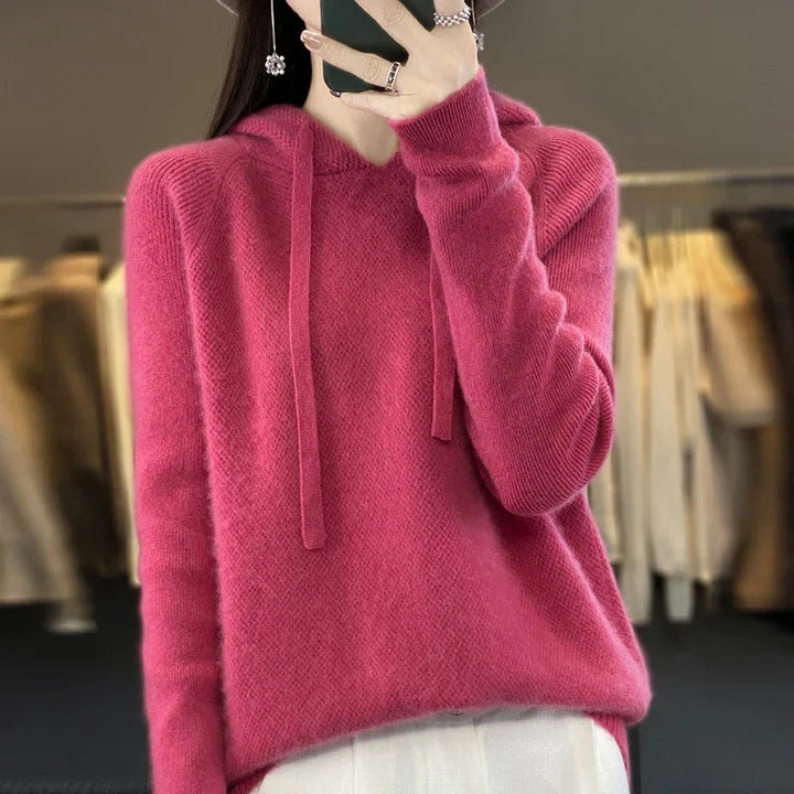 Maria | Sweater med Hætte Dame Merinould Langærmet