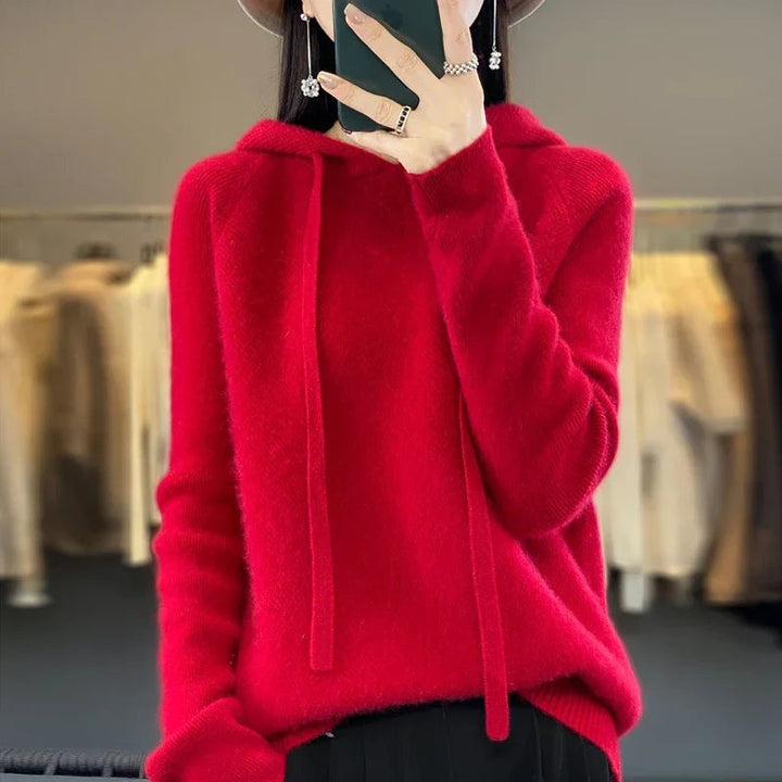 Maria | Sweater med Hætte Dame Merinould Langærmet