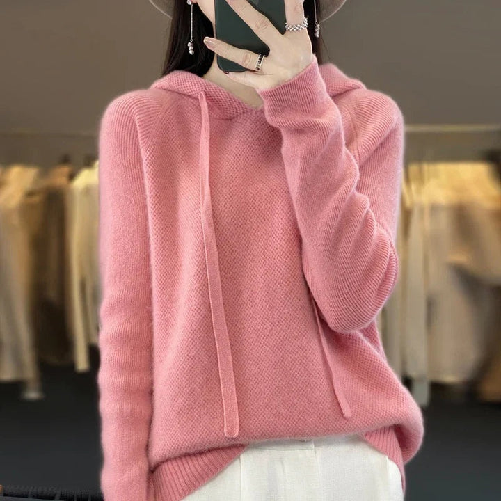 Maria | Sweater med Hætte Dame Merinould Langærmet