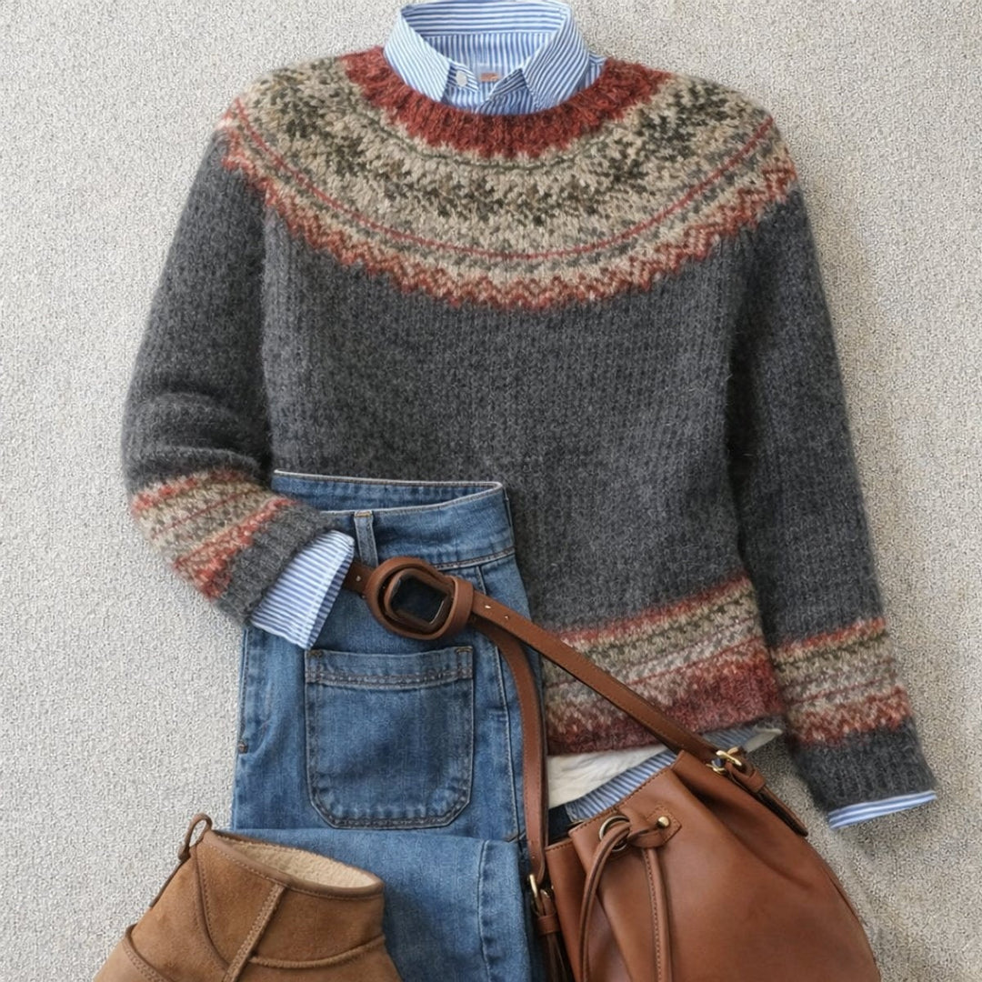 Marianne | Fair Isle Sweater Dame Strik Rund Hals