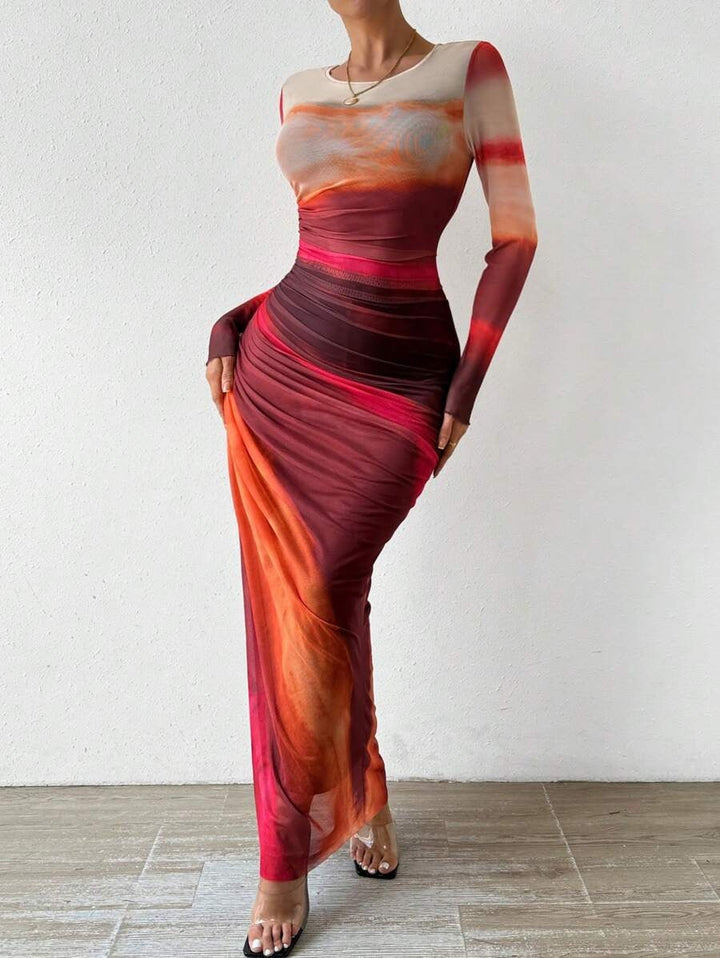 Marianne | Festkjoler til Damer Maxi Bodycon Dame Lange Ærmer