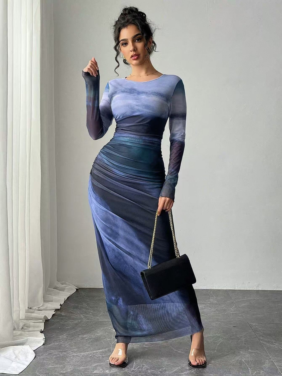 Marianne | Festkjoler til Damer Maxi Bodycon Dame Lange Ærmer