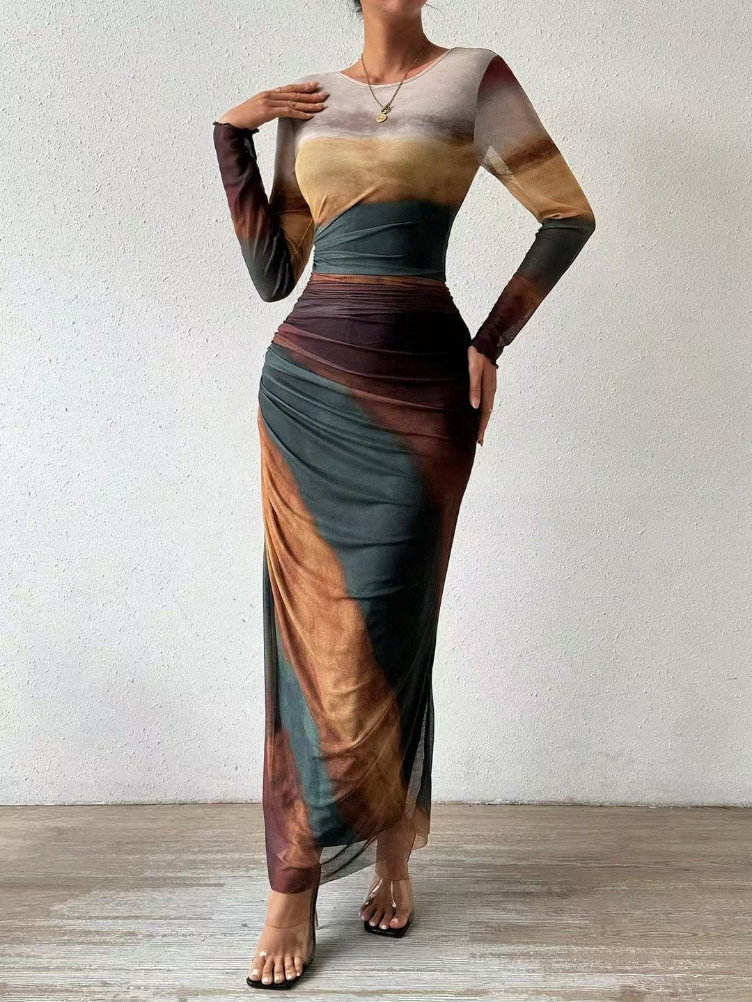 Marianne | Festkjoler til Damer Maxi Bodycon Dame Lange Ærmer