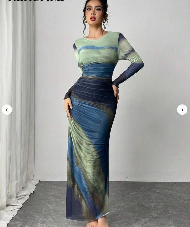 Marianne | Festkjoler til Damer Maxi Bodycon Dame Lange Ærmer