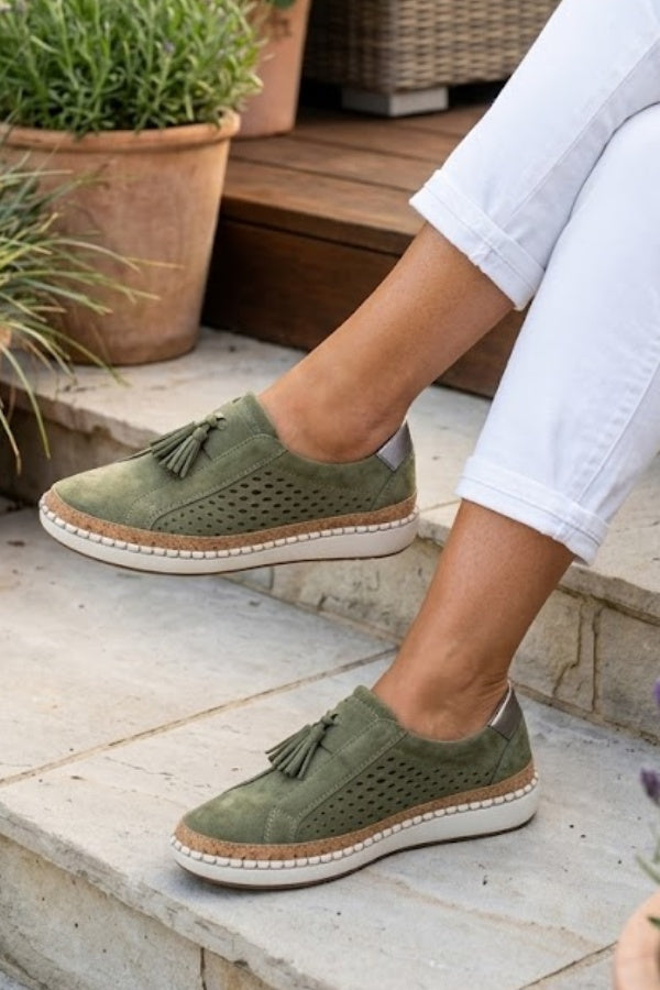 Marianne | Sneakers Dame Slip On Ruskind Kvast Platform