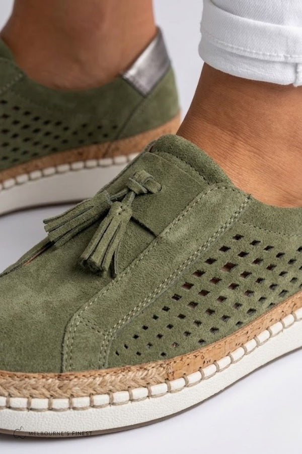 Marianne | Sneakers Dame Slip On Ruskind Kvast Platform