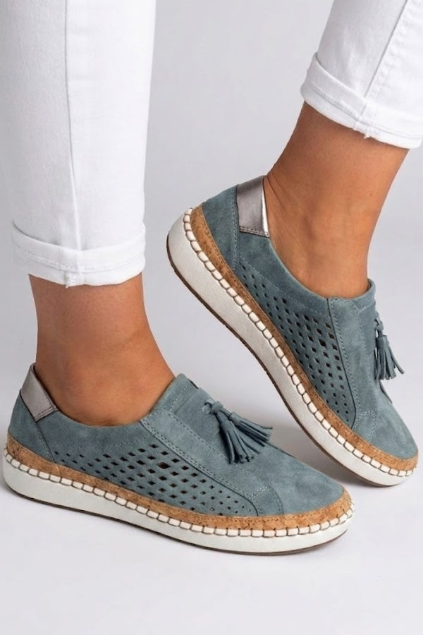 Marianne | Sneakers Dame Slip On Ruskind Kvast Platform