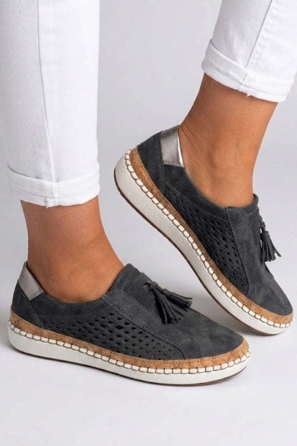 Marianne | Sneakers Dame Slip On Ruskind Kvast Platform