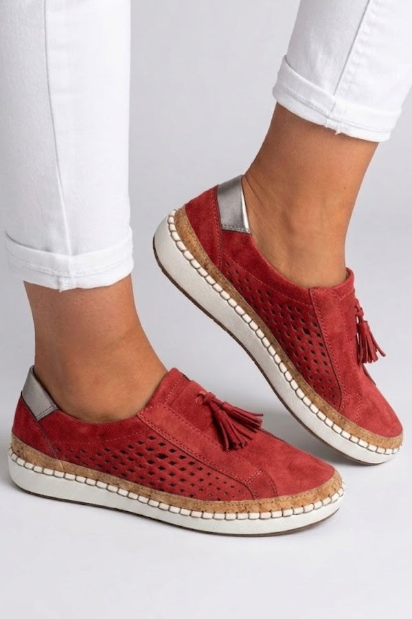 Marianne | Sneakers Dame Slip On Ruskind Kvast Platform