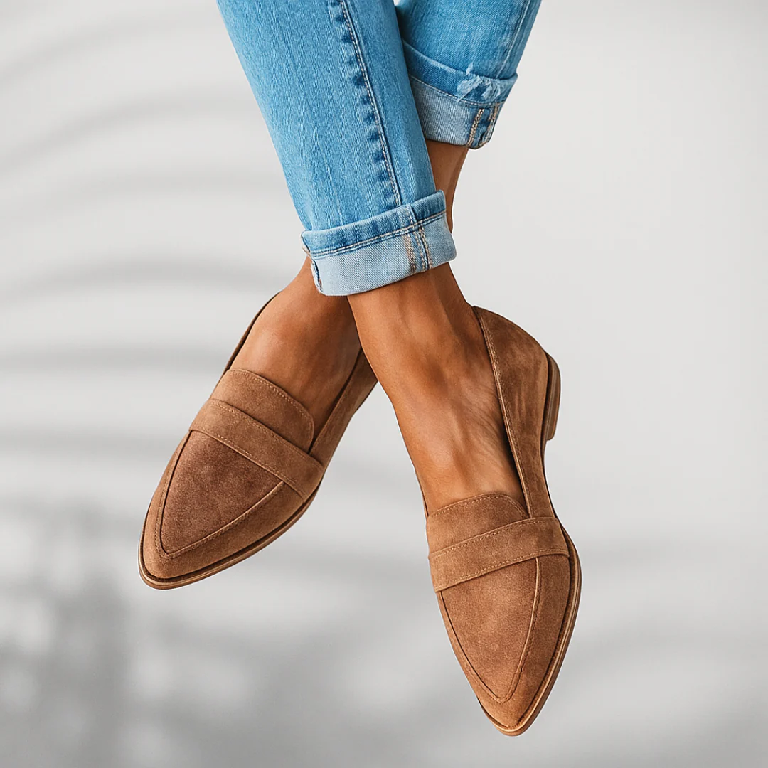 Mathilde | Loafer Sko i Ruskind Dame Oxford Flade