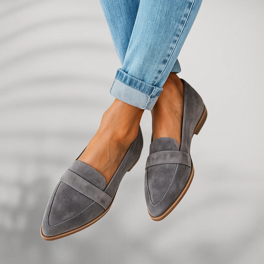 Mathilde | Loafer Sko i Ruskind Dame Oxford Flade