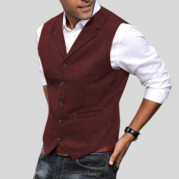 Oscar | Tweed Vest Herre Uld Zigzag Slimfit