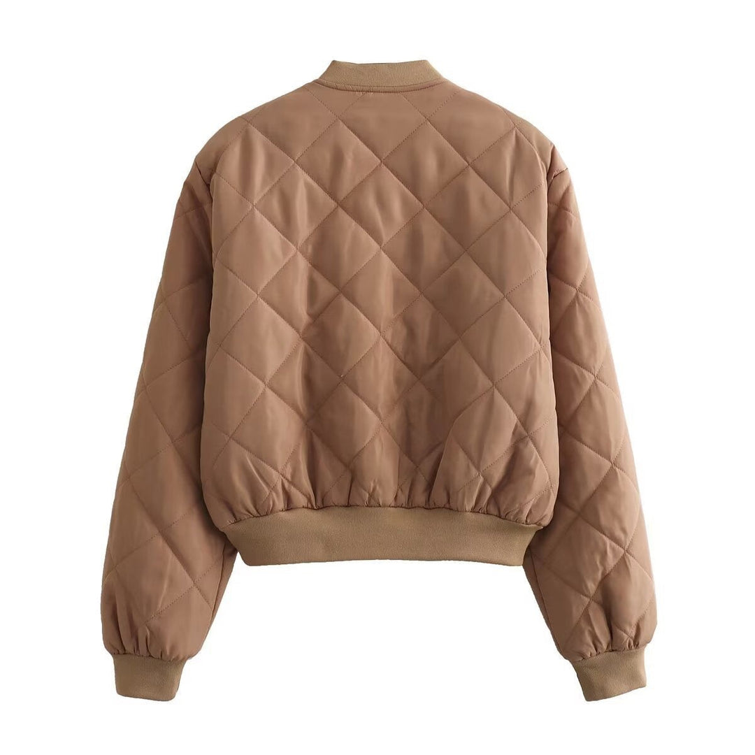 Pernille | Quiltet Bomber Jakke Dame Cropped Ribkant