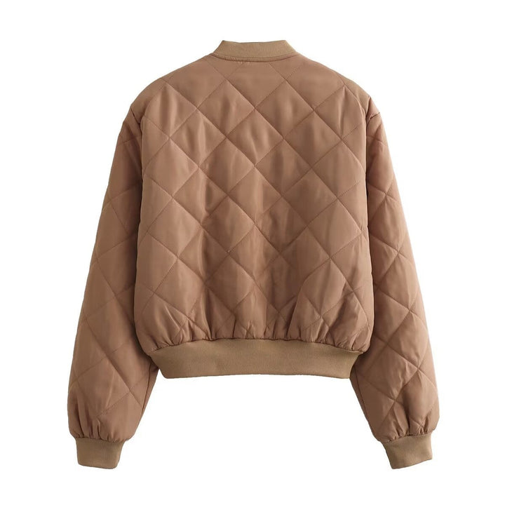 Pernille | Quiltet Bomber Jakke Dame Cropped Ribkant