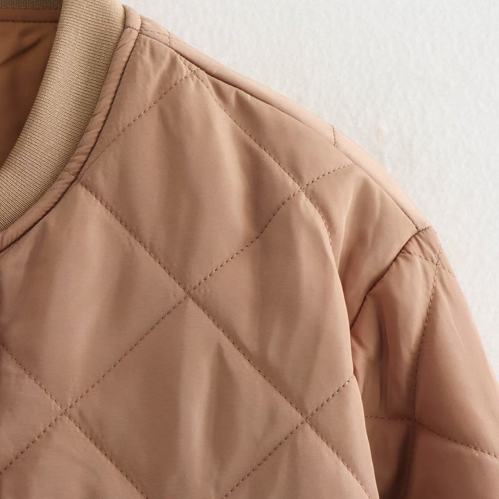 Pernille | Quiltet Bomber Jakke Dame Cropped Ribkant
