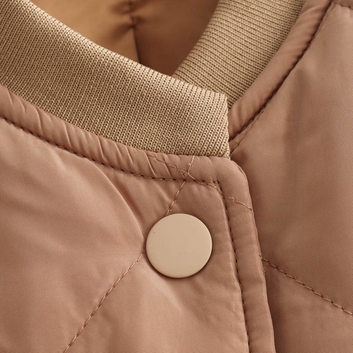 Pernille | Quiltet Bomber Jakke Dame Cropped Ribkant