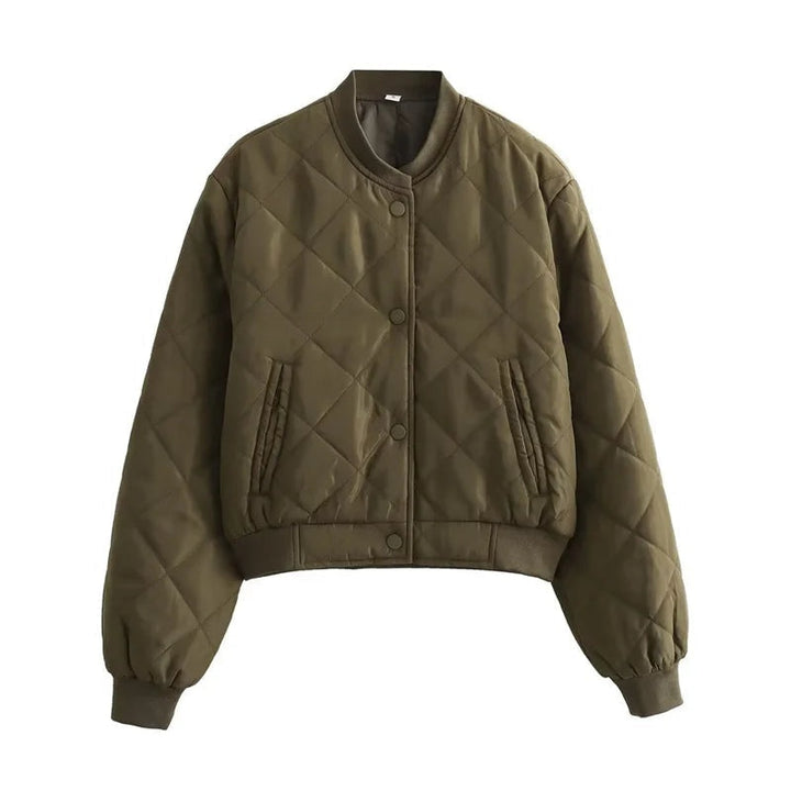 Pernille | Quiltet Bomber Jakke Dame Cropped Ribkant