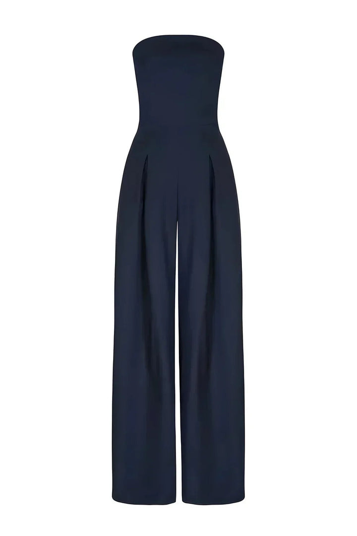 Pia | Jumpsuit uden Skulderstraps Dame Vide Ben Høj Talje