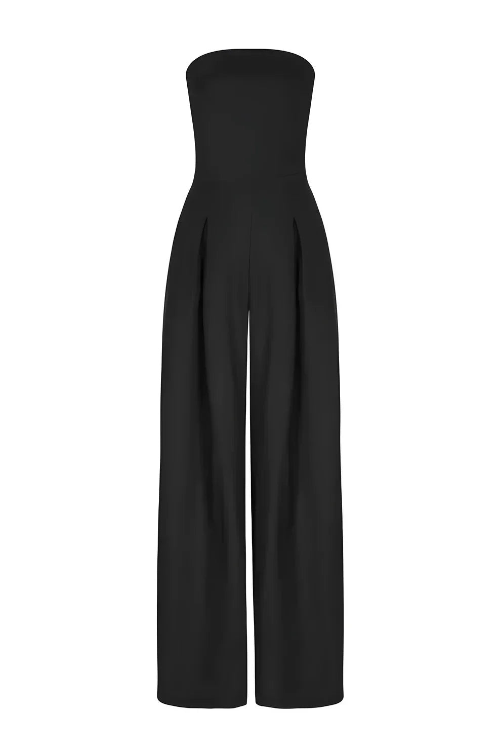 Pia | Jumpsuit uden Skulderstraps Dame Vide Ben Høj Talje