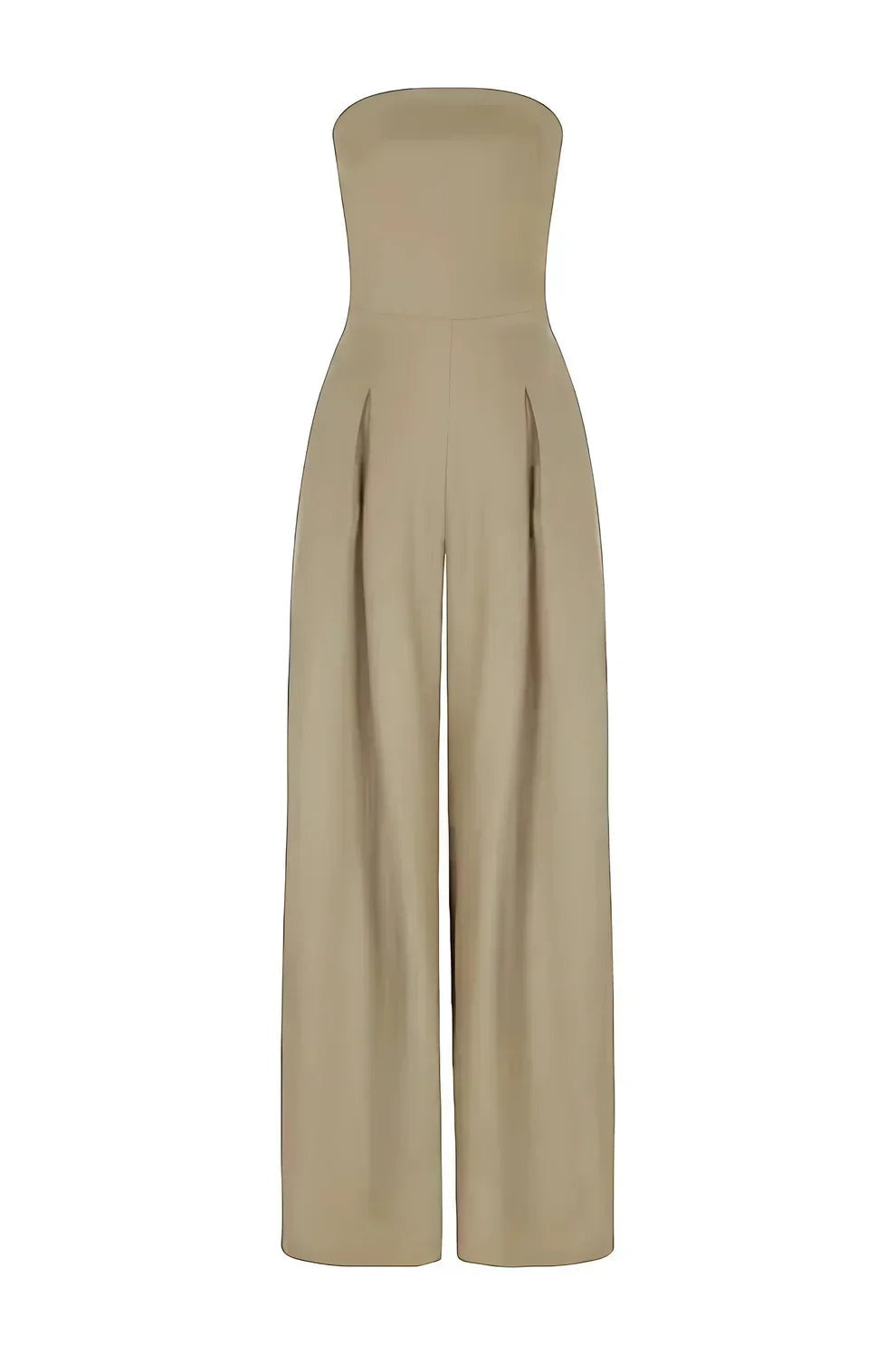 Pia | Jumpsuit uden Skulderstraps Dame Vide Ben Høj Talje