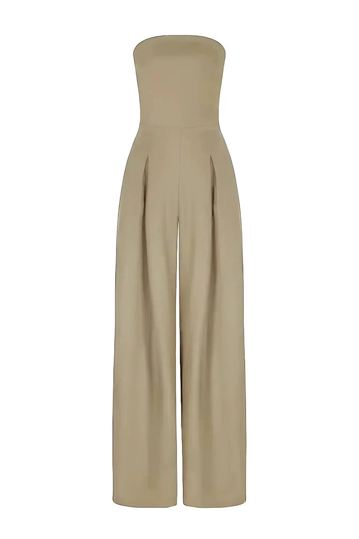 Pia | Jumpsuit uden Skulderstraps Dame Vide Ben Høj Talje
