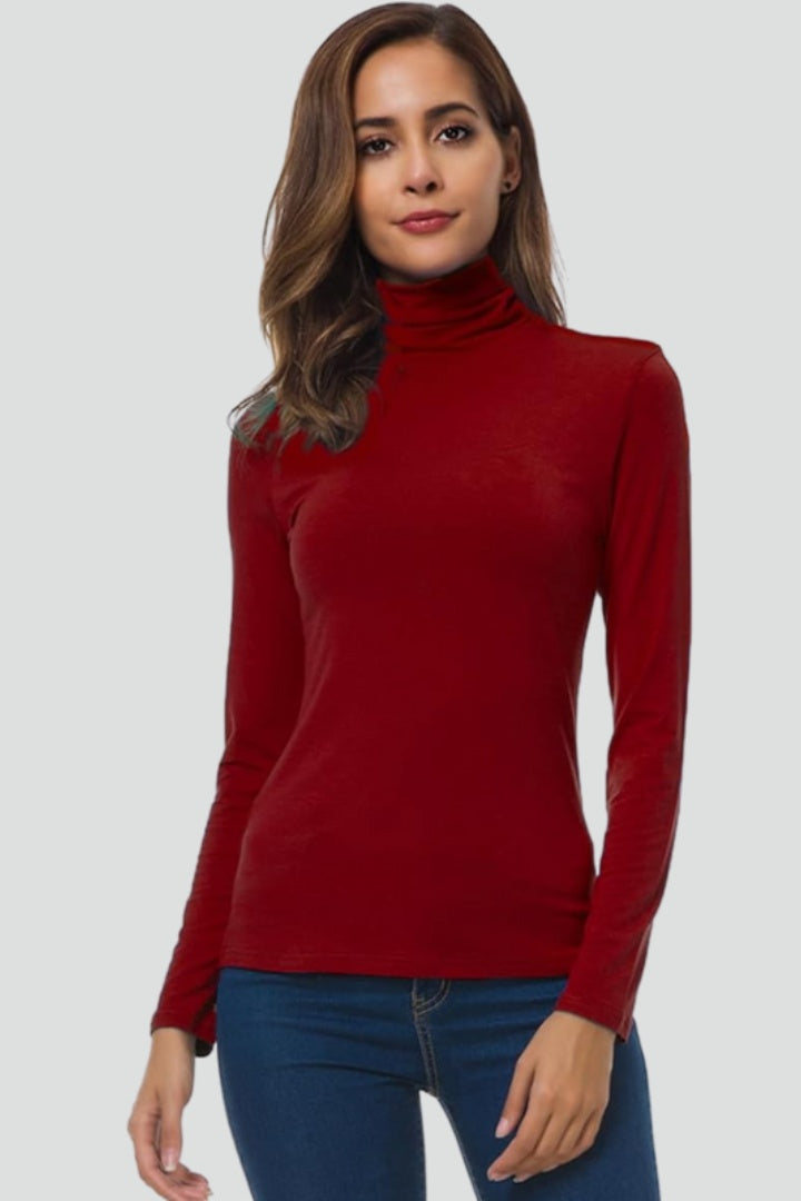 Pia | Rullekrave Sweater Dame Lange Ærmer Tætsluttende